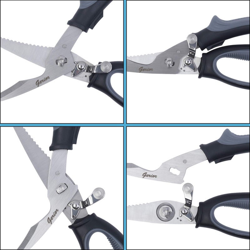 Gerior Poultry Shears - Heavy Duty Kitchen Scissors for Cutting Chicken, Poultry, Game, Bone, Meat - Chopping Food - Spring Loaded - Image 4